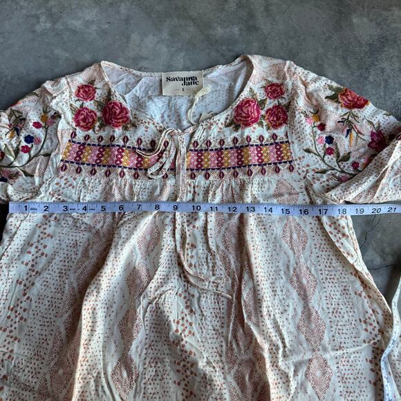 Savanna Jane Women’s Small Cream Floral Embroidered Boho Top NWT - Picture 5 of 8